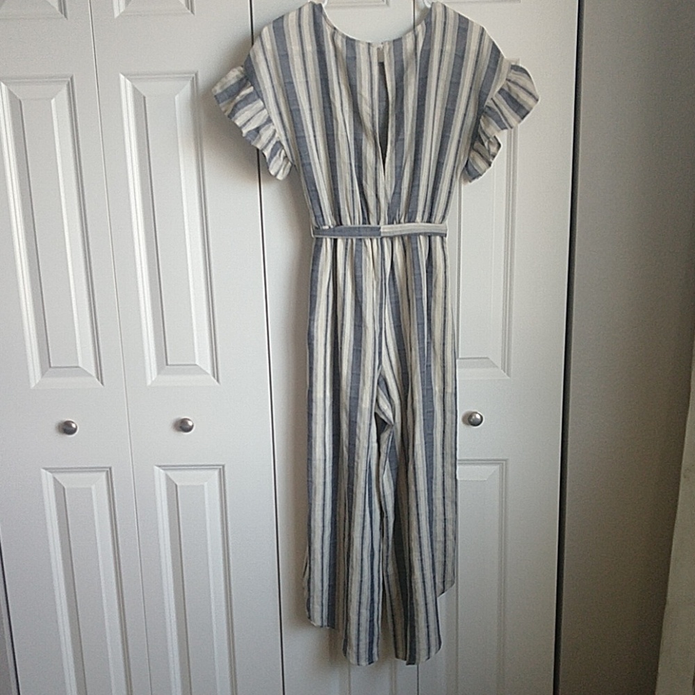 June & Hudson stripe ruffle sleeve jumpsuit - Picture 4 of 6